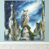 Fantasy Schattigee uil oude ruïnes Canvas Afdruk (Insitu (Houten vloer))