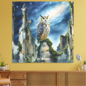Fantasy Schattigee uil oude ruïnes Canvas Afdruk (Insitu (Woonkamer))