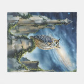 Fantasy Schattigee uil oude ruïnes Fleece Deken (Voorkant (Horizontaal))