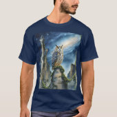 Fantasy Schattigee uil oude ruïnes T-shirt (Voorkant)