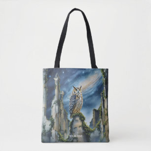 Fantasy Schattigee uil oude ruïnes Tote Bag