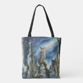Fantasy Schattigee uil oude ruïnes Tote Bag (Achterkant)