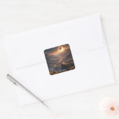 Fantasy Schattigee Valley Solar Eclipse Vierkante Sticker (Envelop)