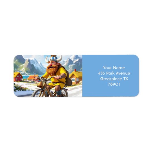 Fantasy Schattigee Viking Village fiets Etiket (Voorkant)