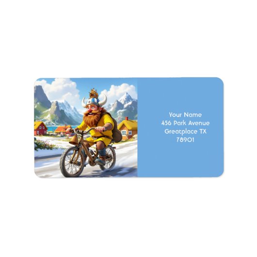 Fantasy Schattigee Viking Village fiets Etiket (Voorkant)