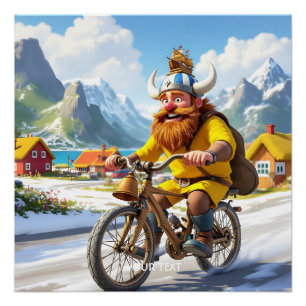 Fantasy Schattigee Viking Village fiets Perfect Poster