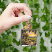 Fantasy Schattigee Vineyard Cottage Fields Sleutelhanger (Hand)