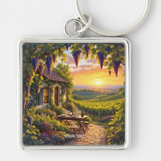 Fantasy Schattigee Vineyard Cottage Fields Sleutelhanger (Voorkant)