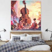 Fantasy Schattigee Viool Meisjes Thee Canvas Afdruk (Insitu (Slaapkamer))