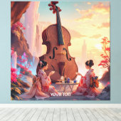 Fantasy Schattigee Viool Meisjes Thee Canvas Afdruk (Insitu (Houten vloer))