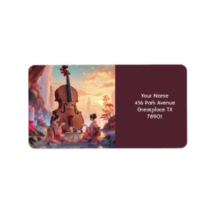 Fantasy Schattigee Viool Meisjes Thee Etiket