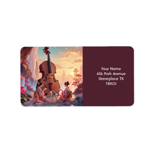 Fantasy Schattigee Viool Meisjes Thee Etiket (Voorkant)