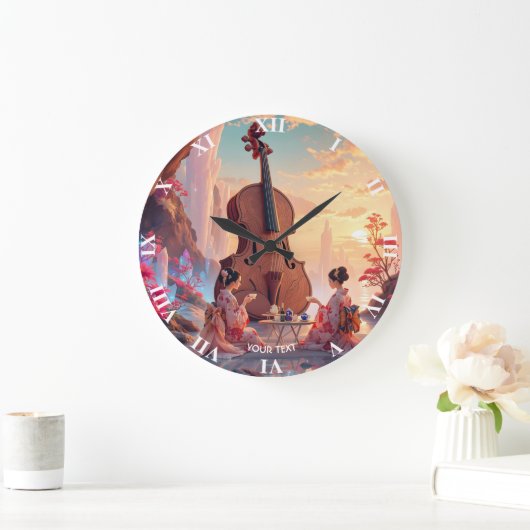 Fantasy Schattigee Viool Meisjes Thee Grote Klok (Huis)