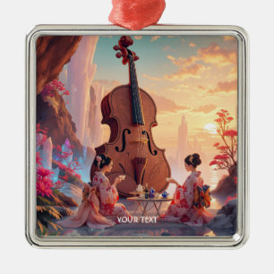 Fantasy Schattigee Viool Meisjes Thee Metalen Ornament