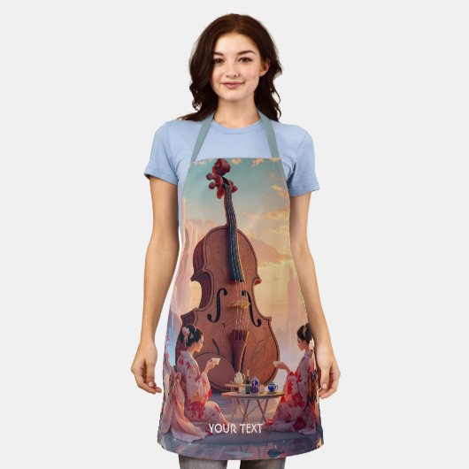 Fantasy Schattigee Viool Meisjes Thee Schort (Gedragen)