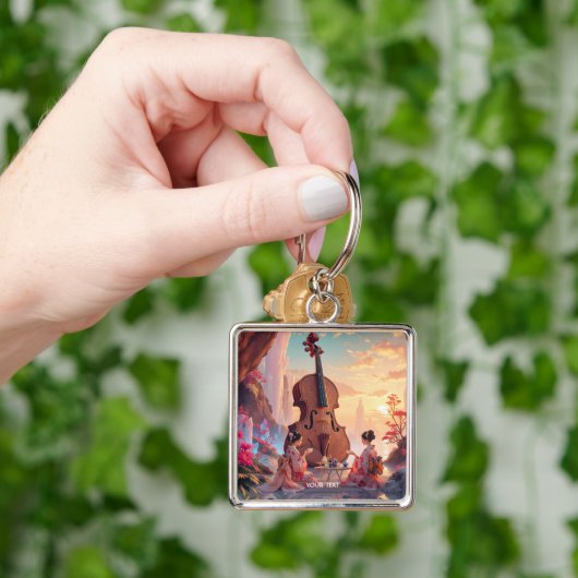 Fantasy Schattigee Viool Meisjes Thee Sleutelhanger (Hand)