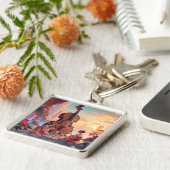 Fantasy Schattigee Viool Meisjes Thee Sleutelhanger (Zijkant)