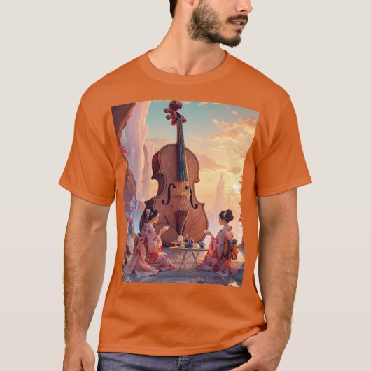 Fantasy Schattigee Viool Meisjes Thee T-shirt (Voorkant)
