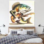 Fantasy Schattigee vis electro gitaar Canvas Afdruk (Insitu (Slaapkamer))