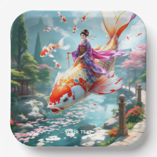 Fantasy Schattigee vis Japans meisje Papieren Bordje
