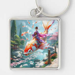 Fantasy Schattigee vis Japans meisje Sleutelhanger