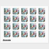 Fantasy Schattigee vis Japans meisje Vierkante Sticker (Vel)