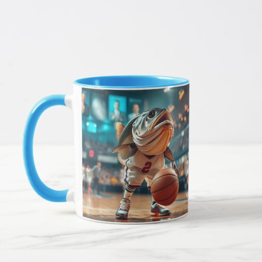 Fantasy Schattigee vis spelen basketbal Mok (Links)