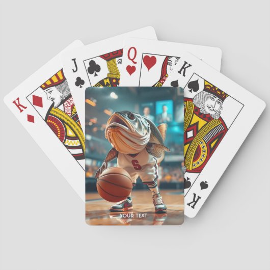 Fantasy Schattigee vis spelen basketbal Pokerkaarten (Achterkant)