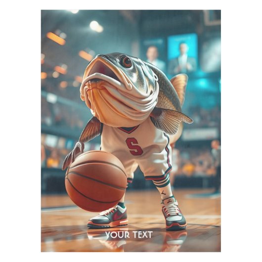 Fantasy Schattigee vis spelen basketbal Tafelkleed (Voorkant)