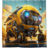Fantasy Schattigee Vivid Bee schoolbus Douchegordijn (Voorkant)