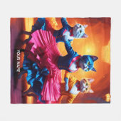 Fantasy Schattigee Vivid Cats Dancing Cancan Fleece Deken (Voorkant (Horizontaal))