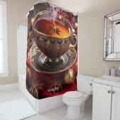 Fantasy Schattigee Vivid Cup Thee Kerstmis Douchegordijn (In situ)
