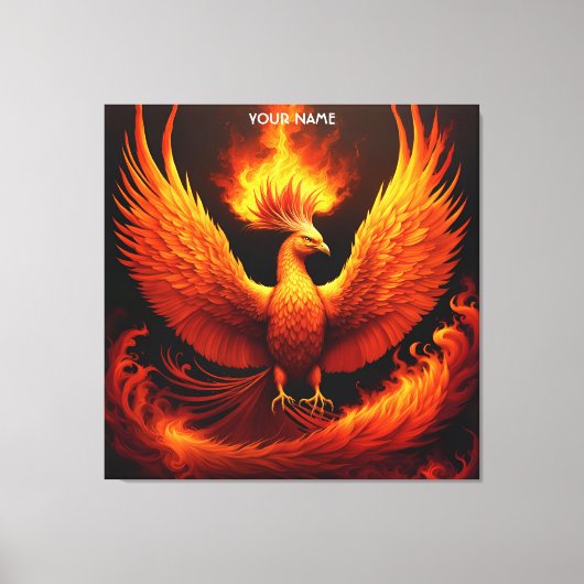 Fantasy Schattigee Vivid Flames Phoenix Bird Canvas Afdruk (Voorkant)
