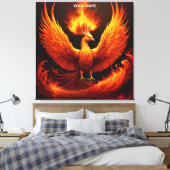 Fantasy Schattigee Vivid Flames Phoenix Bird Canvas Afdruk (Insitu (Slaapkamer))