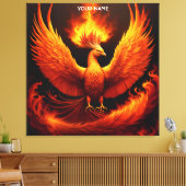 Fantasy Schattigee Vivid Flames Phoenix Bird Canvas Afdruk (Insitu (Woonkamer))