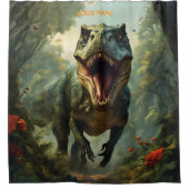 Fantasy Schattigee Vivid Flowers Majestic T-Rex Douchegordijn (Voorkant)