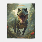 Fantasy Schattigee Vivid Flowers Majestic T-Rex Fleece Deken (Voorkant)