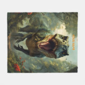 Fantasy Schattigee Vivid Flowers Majestic T-Rex Fleece Deken (Voorkant (Horizontaal))
