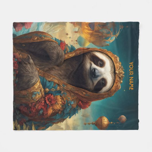 Fantasy Schattigee Vivid Flowers Royal Sloth Fleece Deken (Voorkant (Horizontaal))