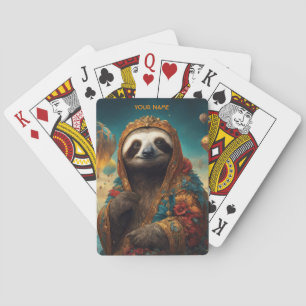Fantasy Schattigee Vivid Flowers Royal Sloth Pokerkaarten