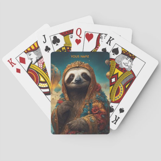 Fantasy Schattigee Vivid Flowers Royal Sloth Pokerkaarten (Achterkant)