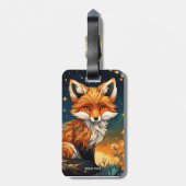 Fantasy Schattigee Vivid Fox Nachtbloemen Bagagelabel (Achterkant verticaal)