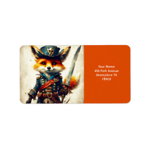 Fantasy Schattigee Vivid Fox Pirate Cartoon Etiket