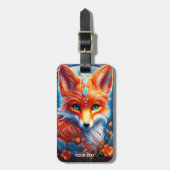 Fantasy Schattigee Vivid Glass Fox Flowers Bagagelabel (Voorkant verticaal)