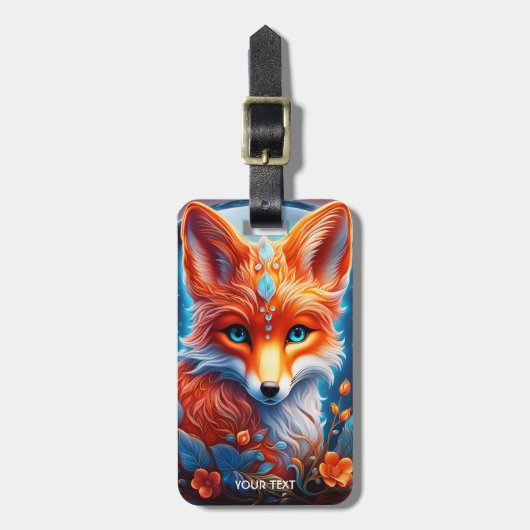Fantasy Schattigee Vivid Glass Fox Flowers Bagagelabel (Voorkant verticaal)