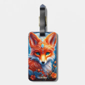 Fantasy Schattigee Vivid Glass Fox Flowers Bagagelabel (Achterkant verticaal)