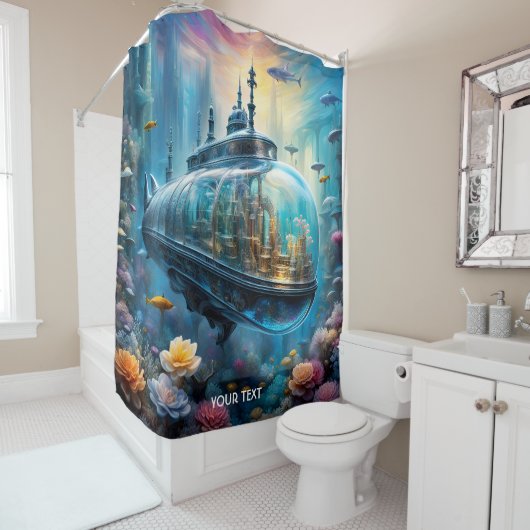 Fantasy Schattigee Vivid Glass Submarine Flowers Douchegordijn (In situ)