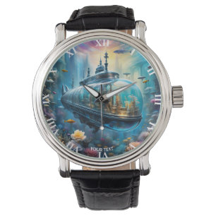 Fantasy Schattigee Vivid Glass Submarine Flowers Horloge