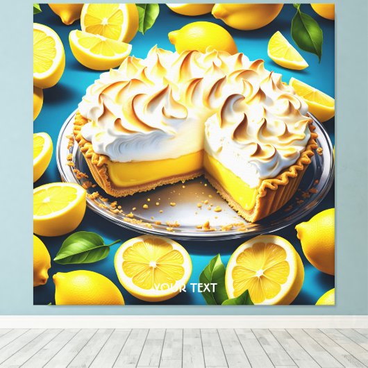 Fantasy Schattigee Vivid Lemon Meringue Pie Canvas Afdruk (Insitu (Houten vloer))