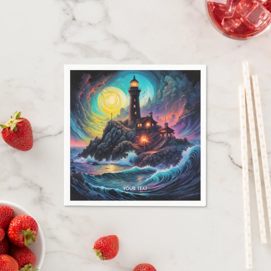 Fantasy Schattigee Vivid Lighthouse Zee Night Servet (Insitu)